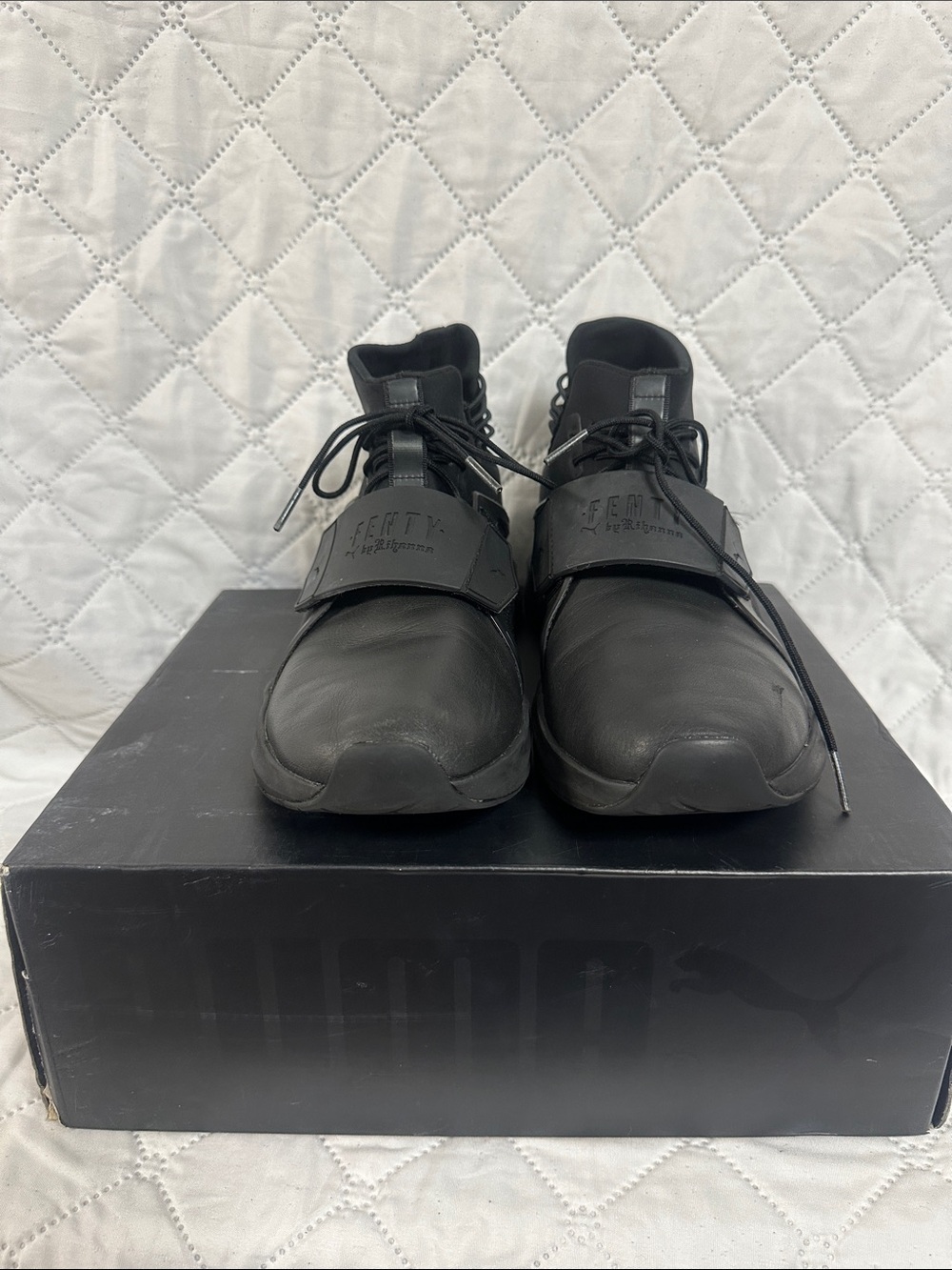 Fenty Beauty Men’s All-Black High-Top Sneakers with Strap